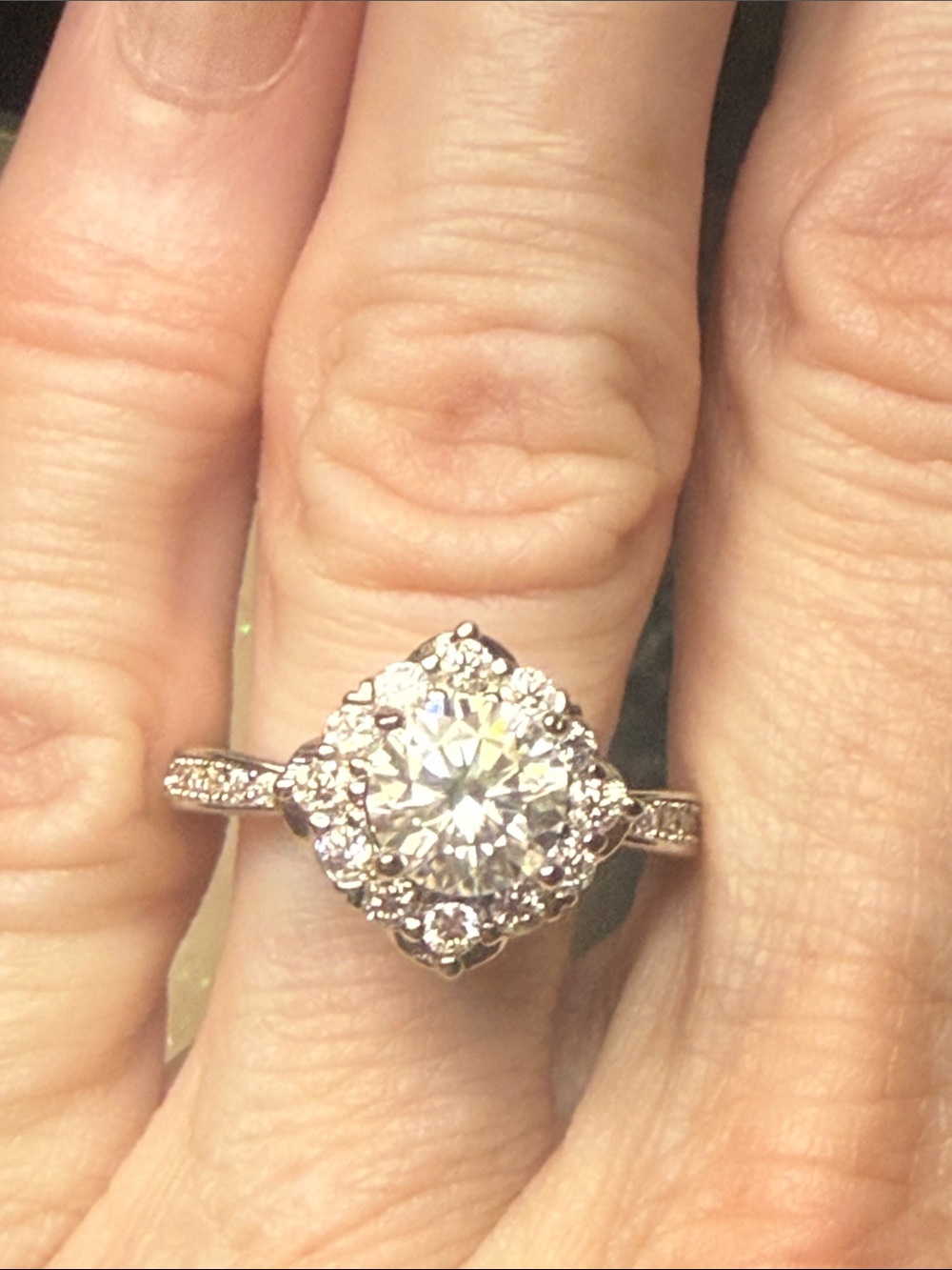 GRA CERTIFIED MOISSANITE 1 CT Diamond Halo Ring 925 STERLING SILVER NEW